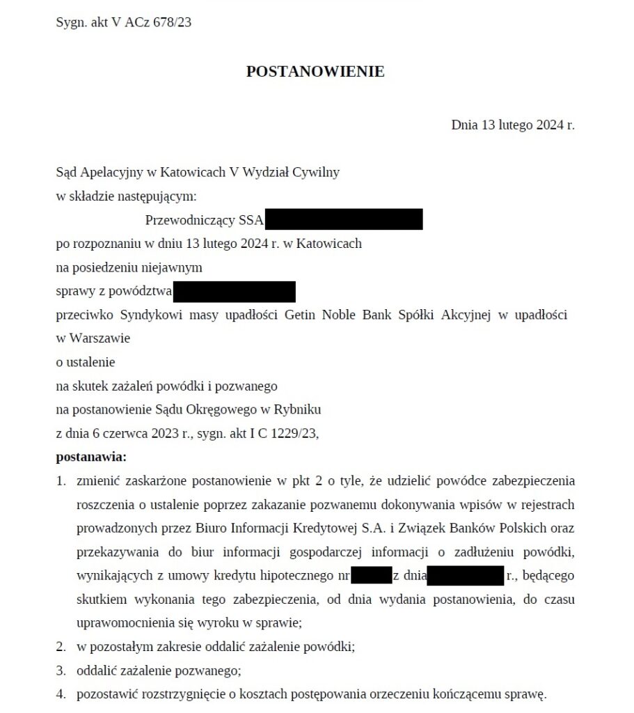 Postanowienie Sądu Apelacyjnego w Katowicach z dnia 13 lutego 2024 roku, sygn. akt V ACz 678/23