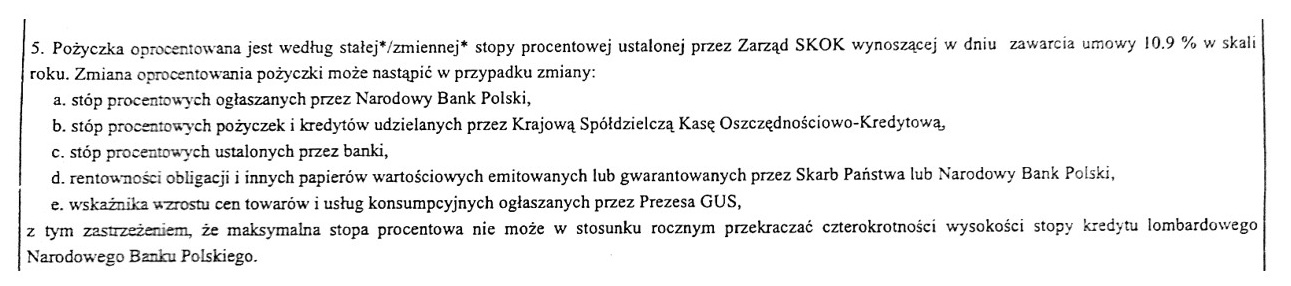 Wadliwe oprocentowanie kredytu Treść umowy - wadliwe oprocentowanie kredytu.