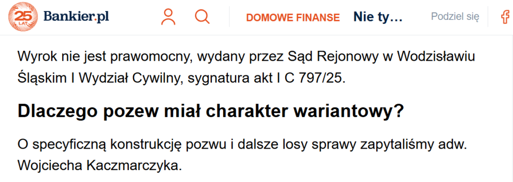 Artykuł bankier.pl unieważnienie kredytu w złotówkach